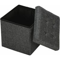 Foldable ottoman made of polyester with storage space 38x38x38cm - storage ottoman, shoe storage bench, hallway bench - dark grey
