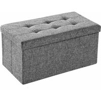 Foldable storage bench made of polyester - storage ottoman, shoe storage bench, hallway bench - light grey