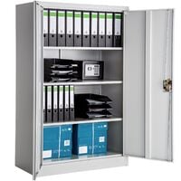Filing cabinet with 4 shelves 140 x 90 x 40 cm - metal filing cabinet, office cabinet, home filing cabinet - grey