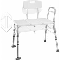 Bath seat with back- and armrest, adjustable height - shower chair, shower stool, shower seat - white