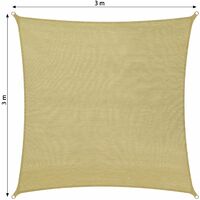 Sun shade sail square, beige - garden sun shade, garden sail shade, sun canopy - 300 x 300 cm - beige