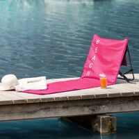 2 beach mats with backrest - folding beach chair, folding beach mat, sunbathing mat - pink