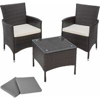 Rattan garden furniture set Athens 2 chairs + table - garden tables and chairs, garden furniture set, outdoor table and chairs - brown