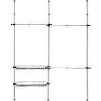Telescopic wardrobe system - clothes rack, wardrobe rail, clothes hanging rail - grey
