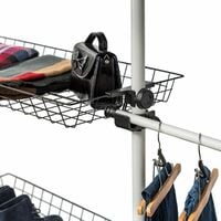 Telescopic wardrobe system - clothes rack, wardrobe rail, clothes hanging rail - grey