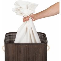Laundry basket with laundry bag - hamper basket, hamper, washing basket - 72 L - brown