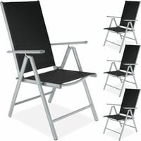 4 aluminium garden chairs - reclining garden chairs, garden recliners, outdoor chairs - black/silver