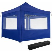 Gazebo collapsible 3x3 m with 4 Sides - Olivia - garden gazebo, gazebo with sides, camping gazebo - blue