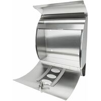 Mailbox with newspaper tube rounded stainless steel - letterbox, post box, stainless steel letterbox - silver