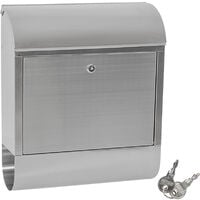 Mailbox with newspaper tube XXL stainless steel - letterbox, post box, stainless steel letterbox - grey