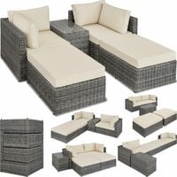 Rattan garden furniture set San Domino with aluminium frame - garden sofa, rattan sofa, garden sofa set - grey