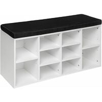 Shoe rack with bench - shoe cabinet, shoe cupboard, shoe storage cabinet - black/white