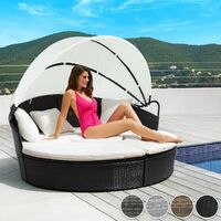 Rattan sun lounger island Santorini - garden lounge chair, sun chair, double sun lounger - black