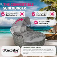Rattan sun lounger island Santorini - garden lounge chair, sun chair, double sun lounger - grey