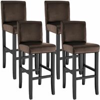 4 Breakfast bar stools made of artificial leather - bar stool, kitchen stool, wooden stool - brown