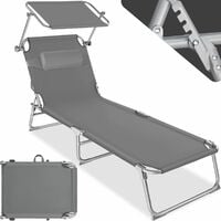 Gray Relaxdays Lounger Black-Grey steel Folding Seat for Garden or Camping Trips 5 Adjustable Settings