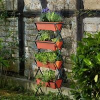 Vertical flower bed with 4 boxes - brown