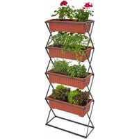 Vertical flower bed with 4 boxes - brown