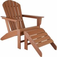 Garden chair with footstool - sun lounger, garden lounger, plastic garden chair - brown