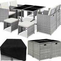 Rattan garden furniture set Bilbao 4+4+1 with protective cover - garden tables and chairs, garden furniture set, outdoor table and chairs
