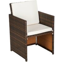 Rattan garden furniture set Manhattan with protective cover - garden tables and chairs, garden furniture set, outdoor table and chairs - black/brown
