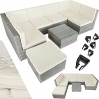 Rattan garden furniture lounge Venice - garden sofa, garden corner sofa, rattan sofa - light grey