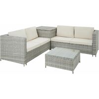Rattan garden furniture lounge Siena - garden sofa, garden corner sofa, rattan sofa - light grey