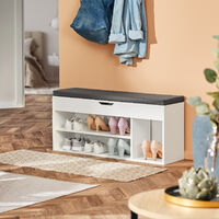 Shoe cabinet Natalya with 4 storage spaces and seat - bench, storage bench, shoe storage cabinet - black