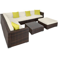 Rattan garden furniture lounge Marbella - garden sofa, garden corner sofa, rattan sofa - mixed brown