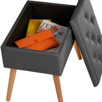 Bench Ranya upholstered linen look with storage space - 300kg capacity - stool, storage bench, shoe storage bench - dark grey