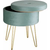 Stool Ava upholstered velvet look with storage space - 300kg capacity - bar stool, dressing table chair, dressing table stool - turquoise