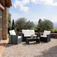 Rattan garden furniture lounge Lucca - garden sofa, rattan sofa, garden sofa set - nature