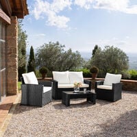 Rattan garden furniture lounge Lucca - garden sofa, rattan sofa, garden sofa set - grey