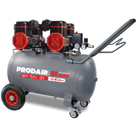 Prodair – Compresseur d'air silencieux 100L 4 CV – Débit 472 L/min – Pression max 8 bars – Moteur sans huile 65 dB(A) pour environnement calme