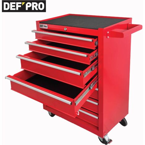 Defpro – Servante d'atelier roulante 7 tiroirs – Capacité 115 kg – Hauteur 88,5 cm – Châssis acier – Roues 3" dont 1 freinée (1/4)