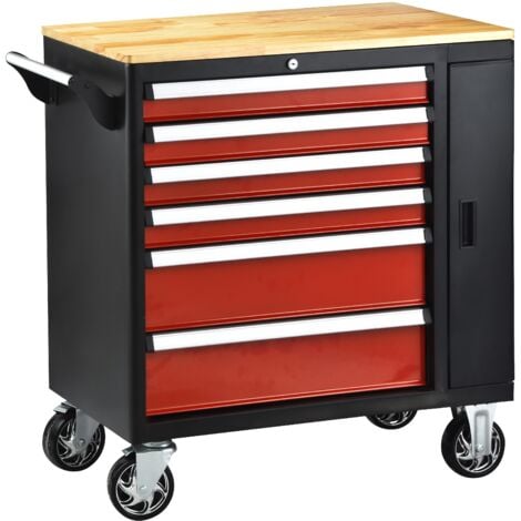 Servante atelier 6 tiroirs plateau bois