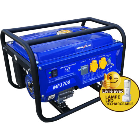 Groupe électrogène essence 2900 W 4 temps – Autonomie 10h – Démarrage manuel – Sécurité manque huile – Réservoir 15L – Master Flash (1/3)