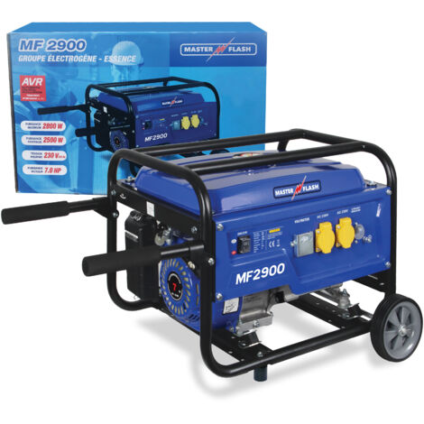 Groupe électrogène 2800 W – Moteur 4 temps Zeus OHV – Autonomie 10h – Système AVR – Poids 49 kg – Démarrage manuel – Master Flash