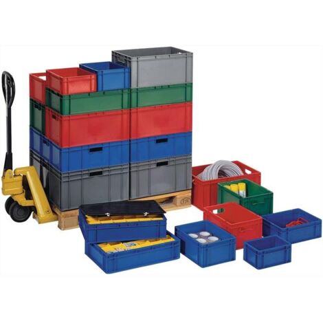 LA-KA-PE Transport-Stapelkasten B400xT300xH210 mm blau, geschlossen mit Griffloch