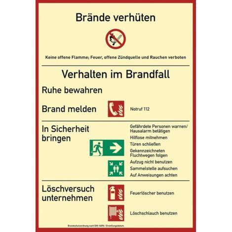 Brandschutzzeichen DIN EN ISO 7010 L210xB297mm Brandschutzordnung Folie (1/2)