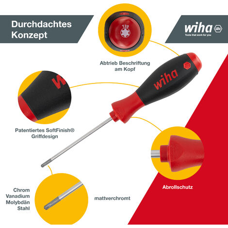 Wiha Schraubendreher Set SoftFinish® (27746) 6 tlg. I Schraubenzieher Satz für Alltag, Handwerk, Industrie I Schraubwerkzeug TORX® MagicSpring®