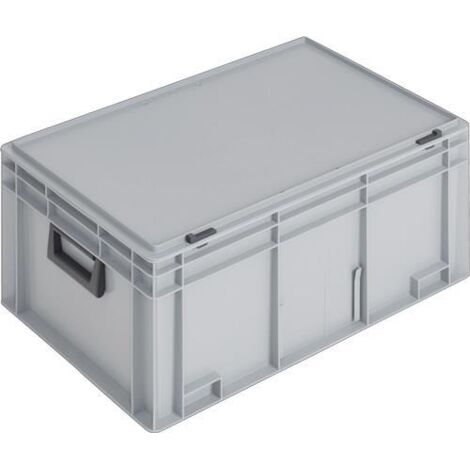 Kunststoffkoffer L600xB400xH293mm 2 Griffe Schiebeverschluss grau 55l LOCKWEILER (1/2)