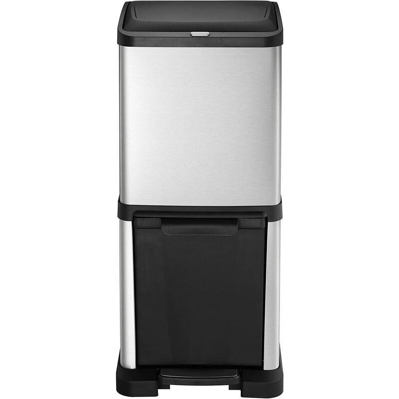 Swan swka3030blkn stealth poubelle 30 litres avec pédale, bac intérieur  amovible en plastique, , noir SWAN