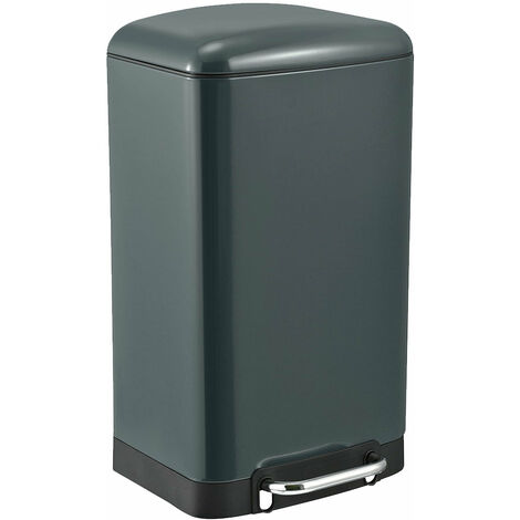 Kitchen Move – Poubelle à pédale inox gris 40L – Corps en acier inoxydable – Fermeture silencieuse et anti-odeurs – Design moderne (1/5)
