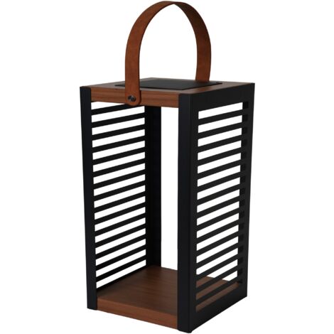Lanterne solaire FERIAN Noir Metal H35cm (1/5)