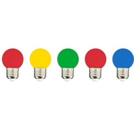 Lot de 5 ampoules E27 colorées pour guirlande extérieures