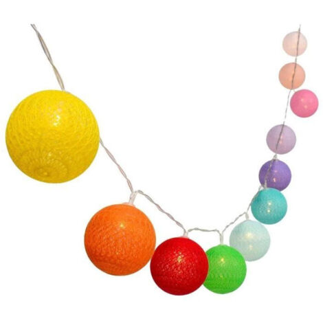 Guirlande solaire MIMY COLORS 10 boules coton 3.8M