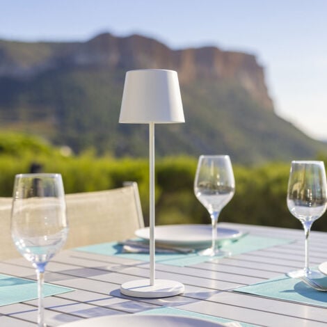 Lampe de table sans fil LED KELLY WHITE Blanc Metal H38CM