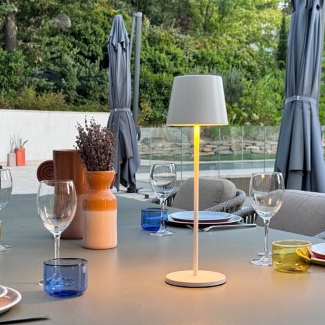 Lampe de table sans fil LED KELLY WHITE Blanc Metal H38CM