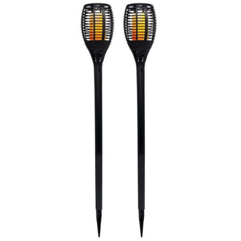 LUMI JARDIN Lot de 2 mini torches solaires Maity Sun - Effet flamme - LED - H 70 cm - Blanc chaud (1/5)